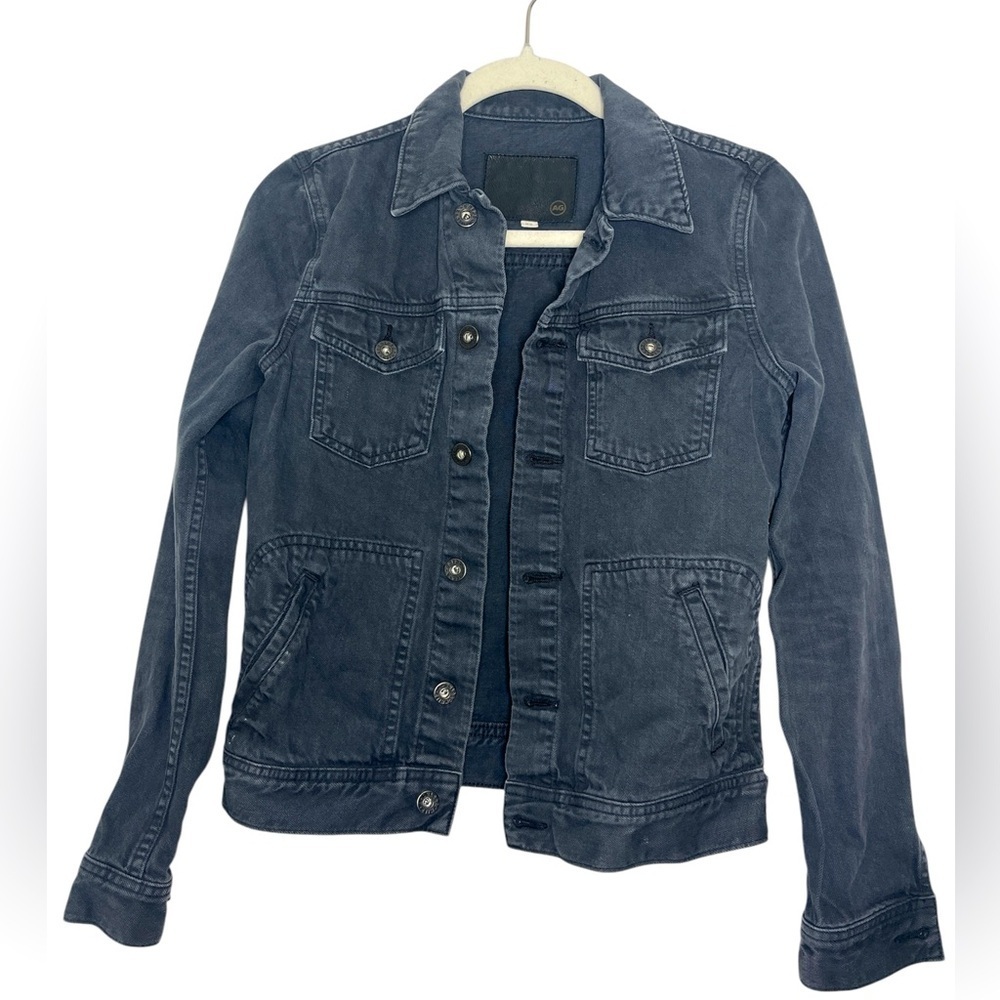 AG Adriano Goldschmied Fitted Black Denim  lJacket Size XS Western, Rocker, Punk